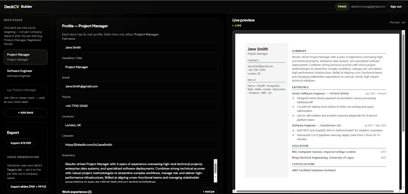DeckCV screenshot 3