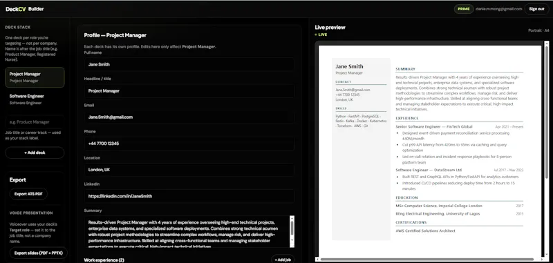 DeckCV screenshot 3