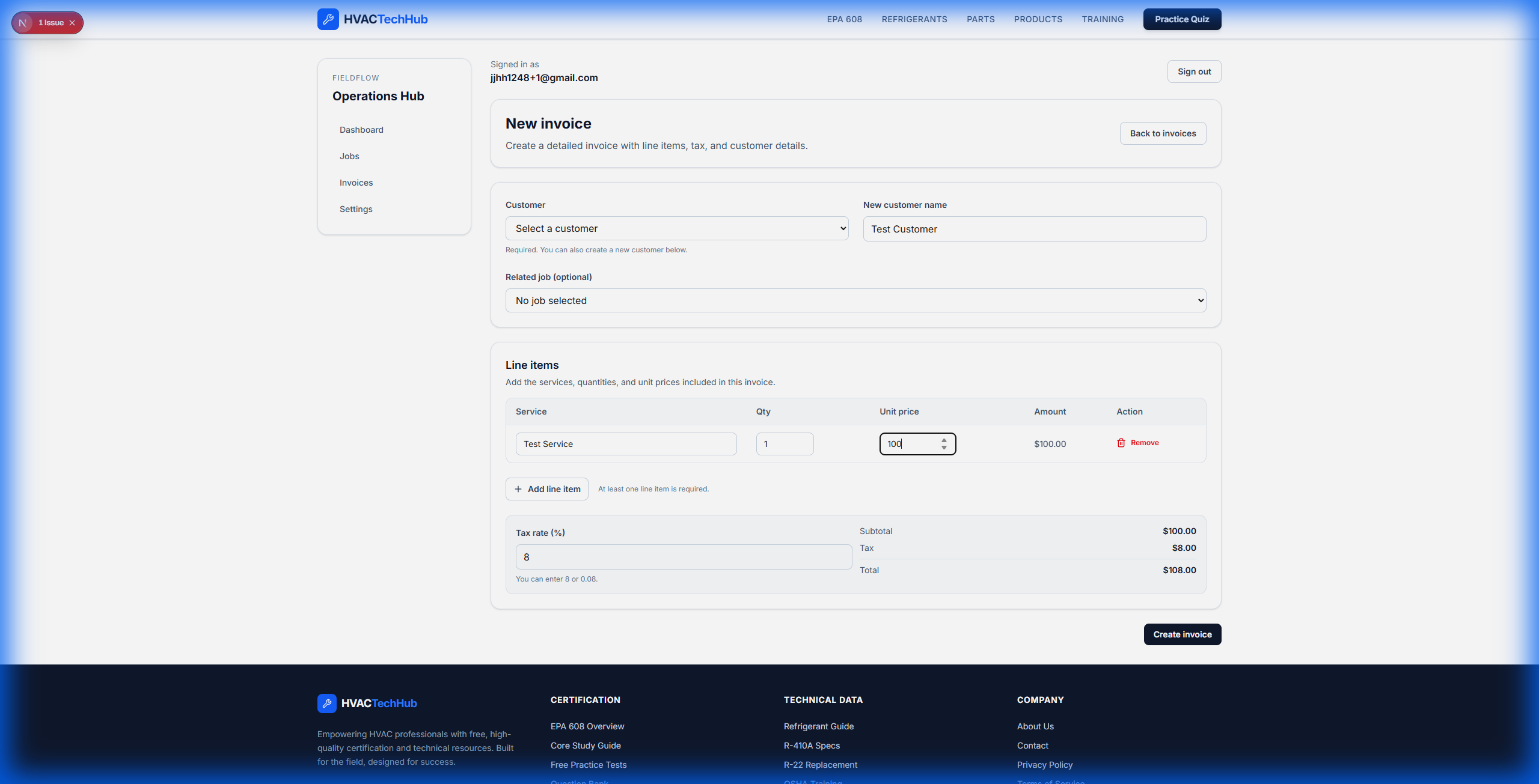 HVAC Admin  - Main product screenshot demonstrating key features and user interface