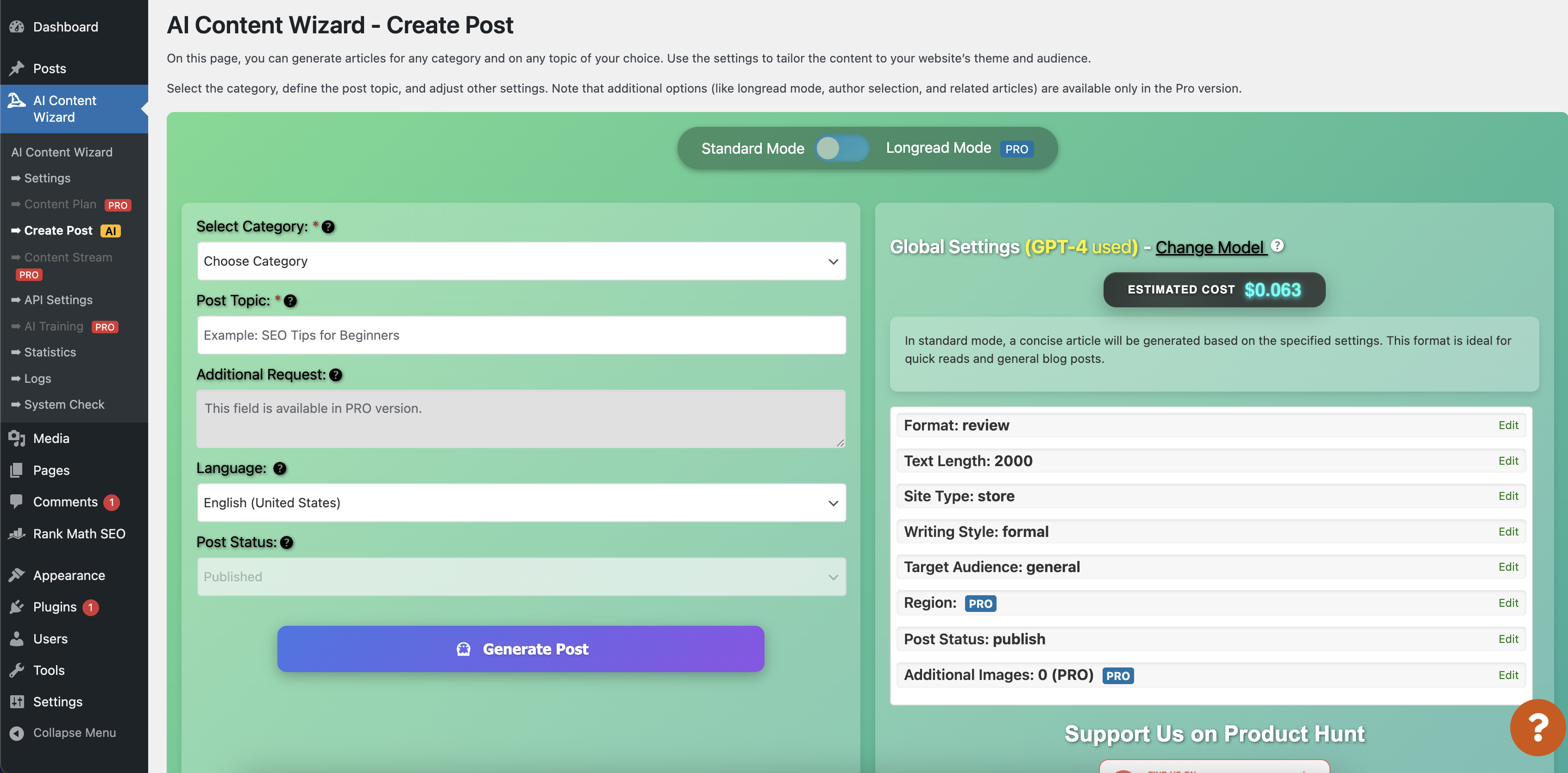 Media Wizard Kandungan AI untuk WordPress 5.0 - Buka kunci kuasa AI untuk Strategi Kandungan & SEO Lancar 2