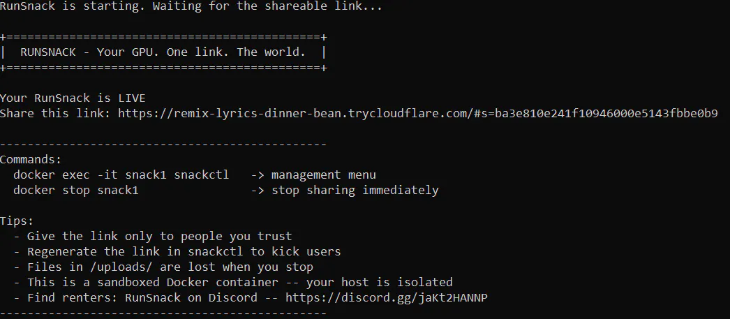 RunSnack — Your GPU. One link. The world gallery image
