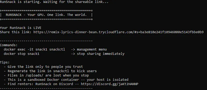 RunSnack — Your GPU. One link. The world screenshot 1