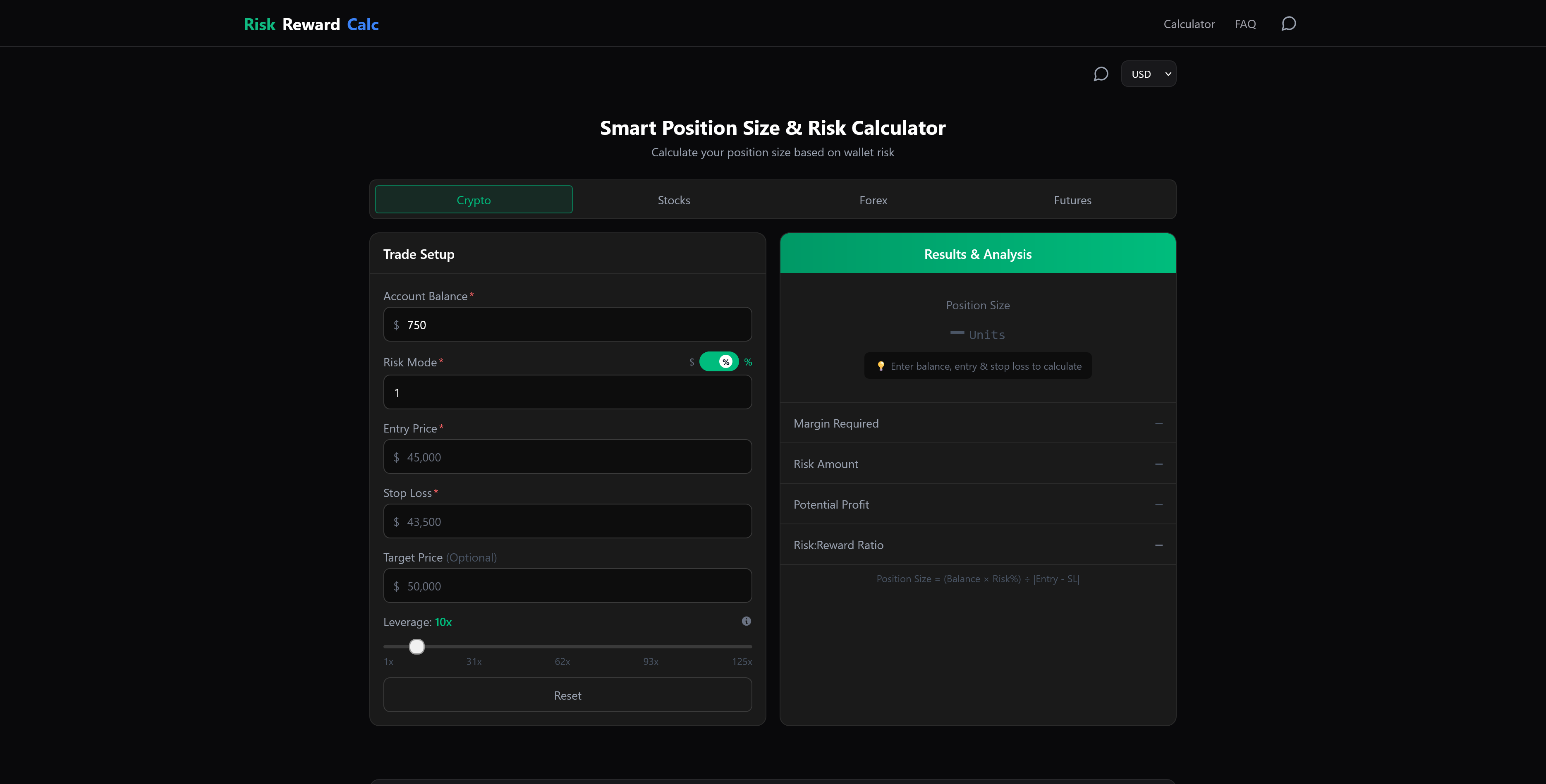 RiskRewardCalc - Screenshot 2 showing product features and functionality