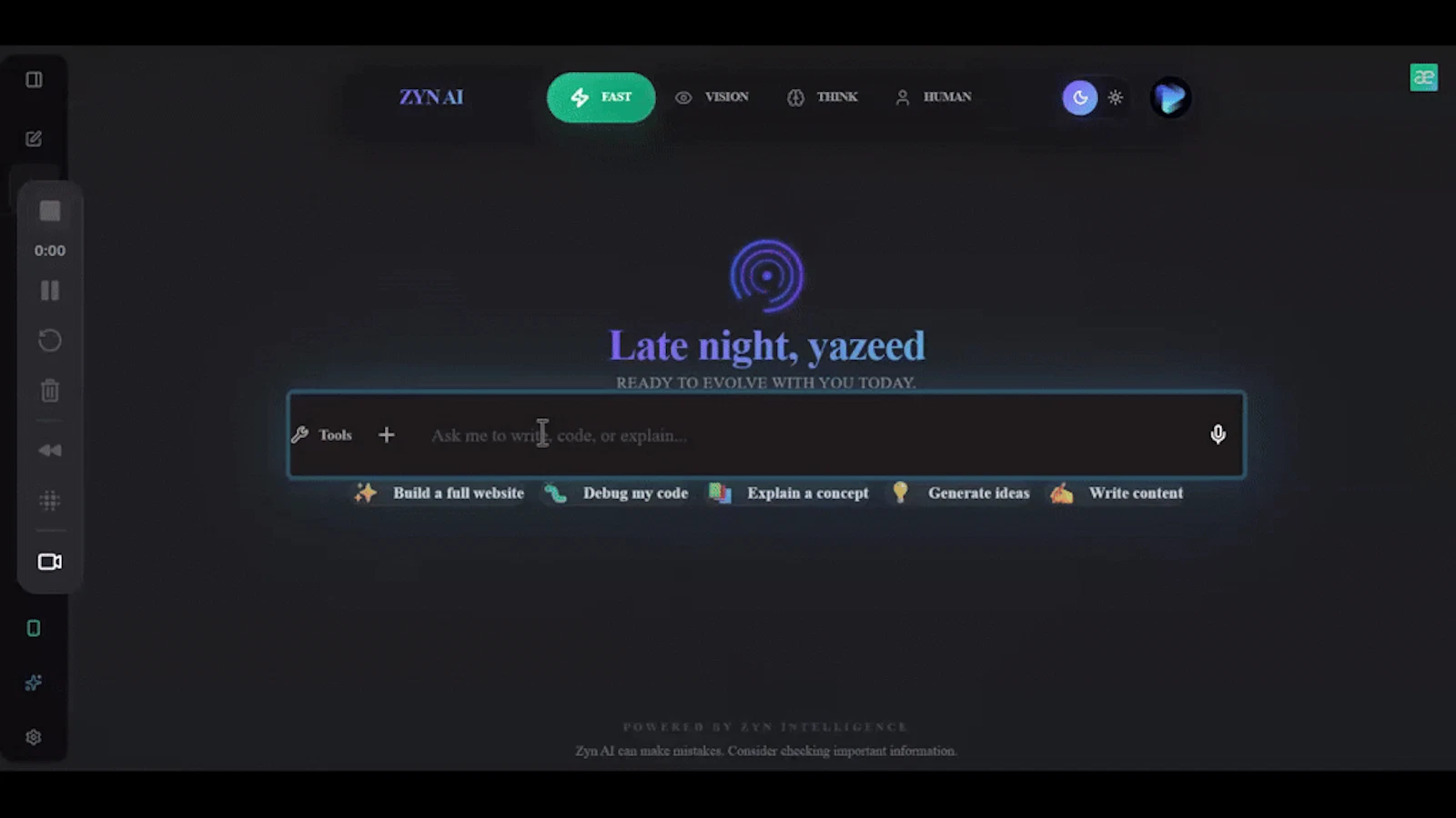 zyn AI screenshot 1 (video preview)