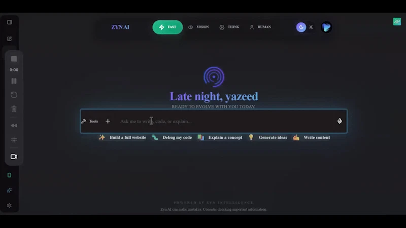 zyn AI screenshot 1 (video preview)