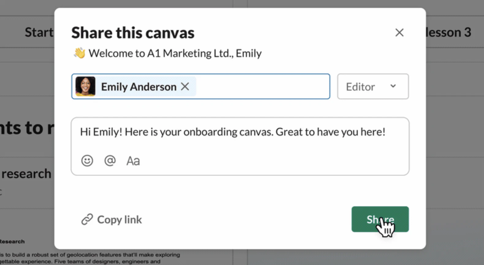 Example interaction with a task automation bot