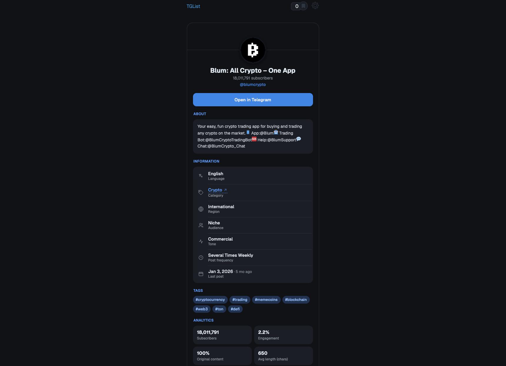 TGList - 2.3M+ Telegram Channels gallery image