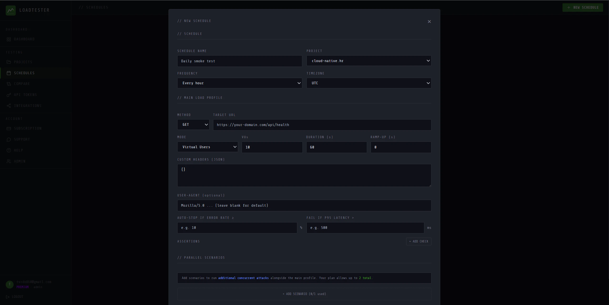 LoadTester.org screenshot 2