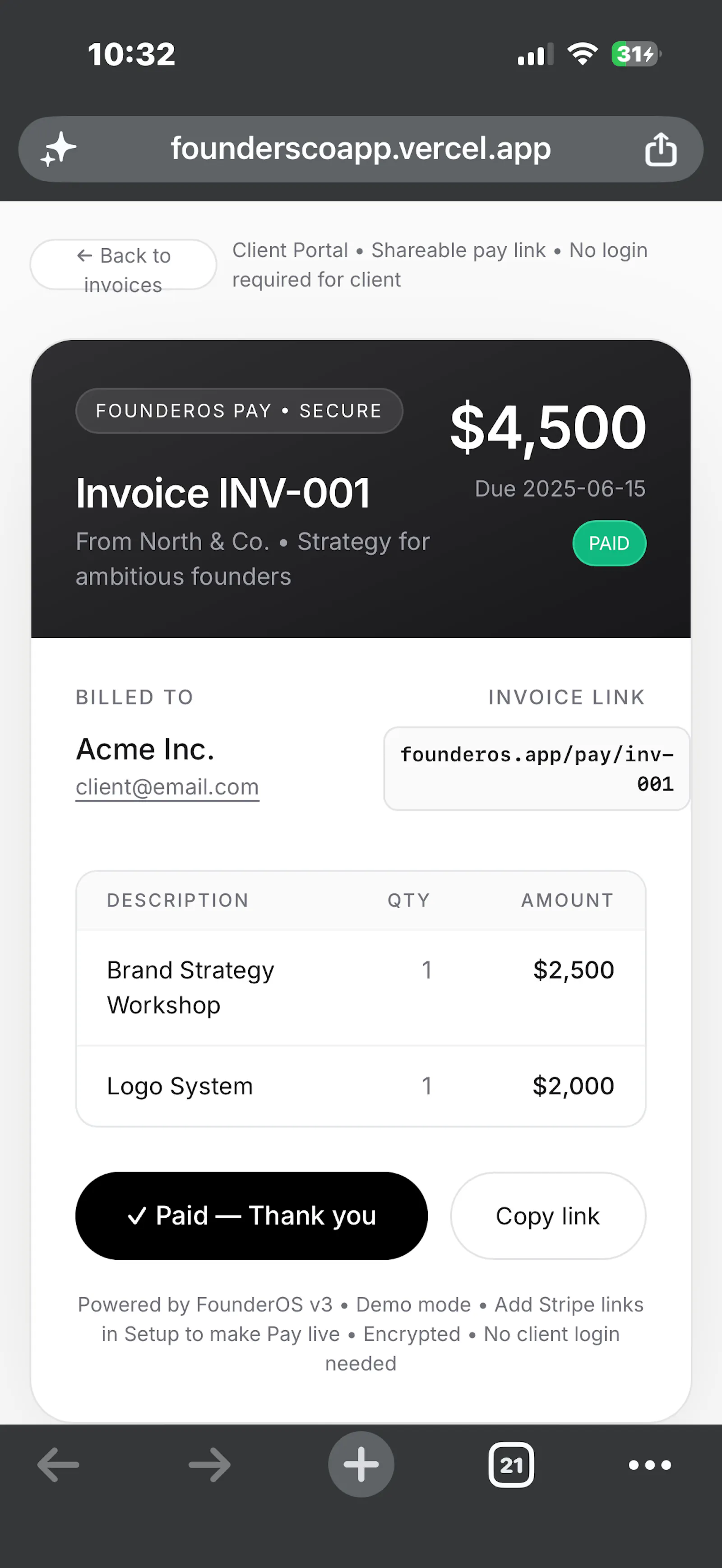 FounderOS screenshot 2