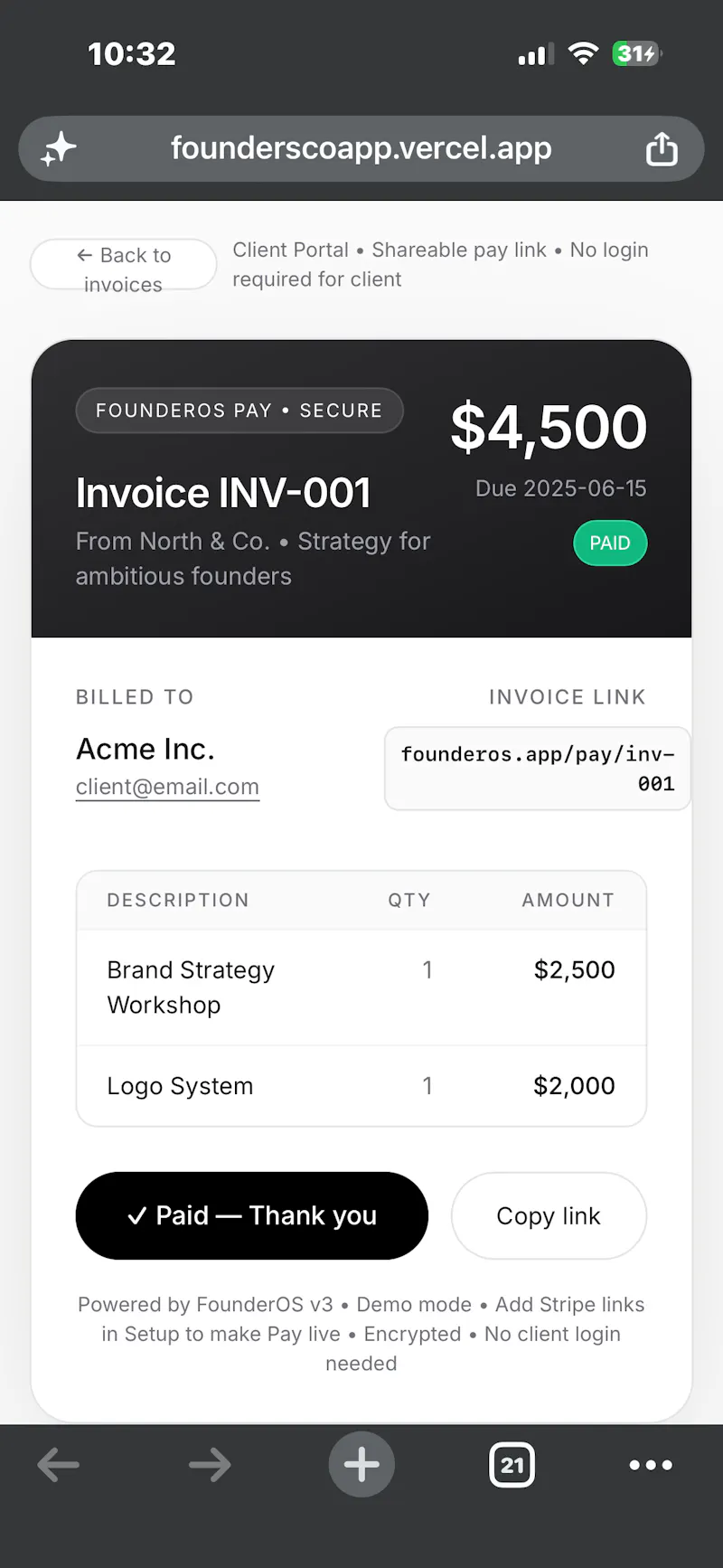 FounderOS screenshot 2
