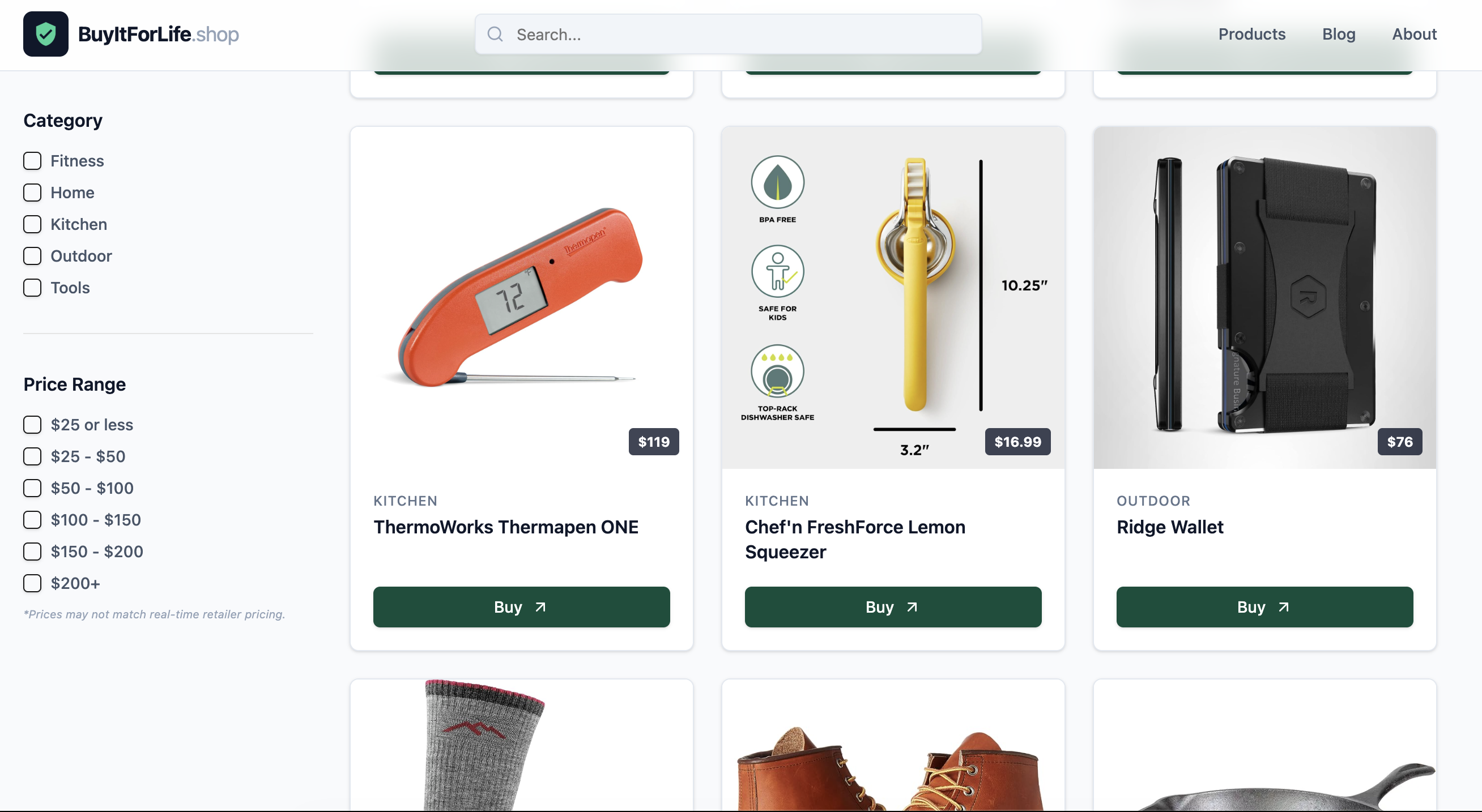 BuyItForLife.shop - Screenshot 2 showing product features and functionality