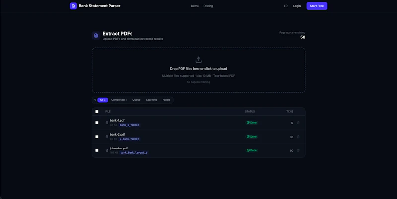 bank-statement-parser.clkr.work screenshot 2