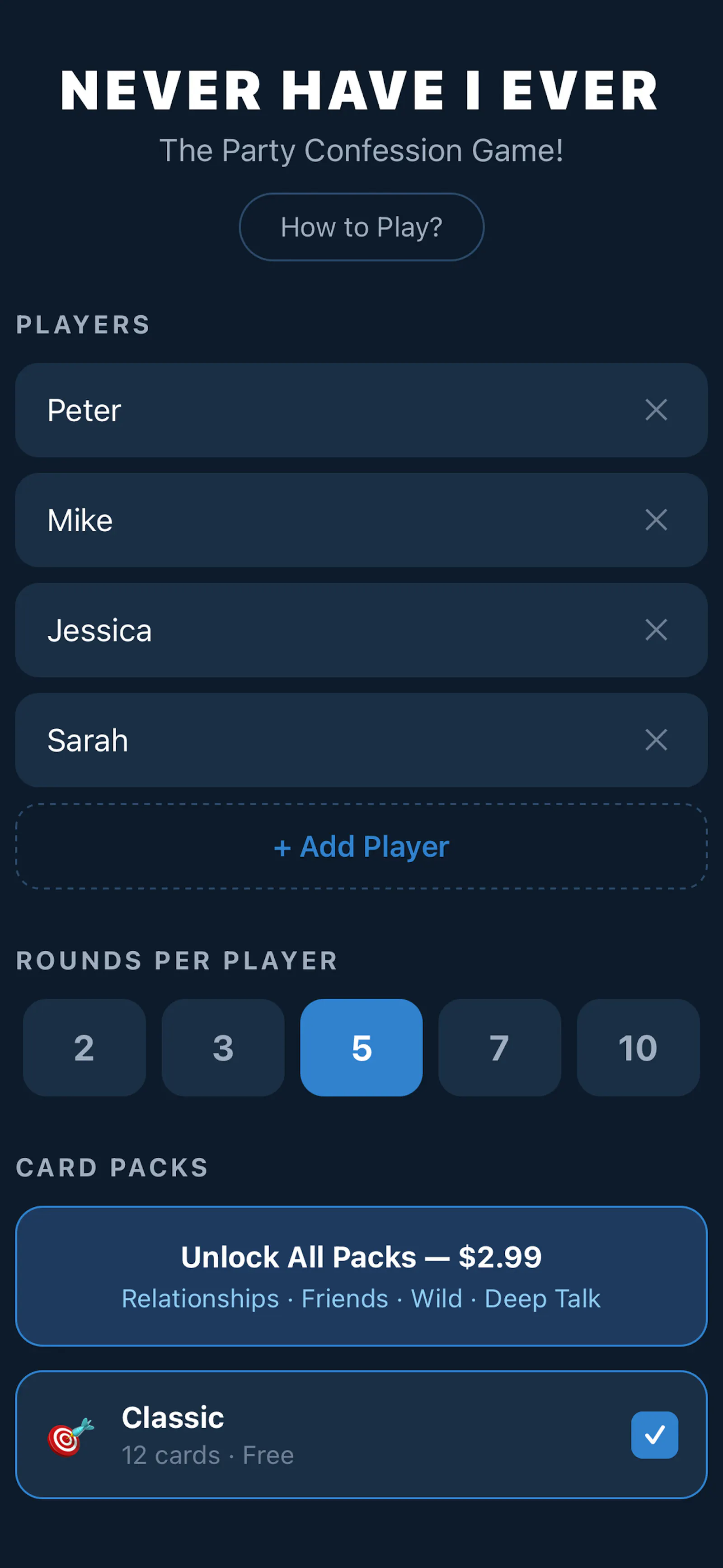 Never Have I Ever: Card Night screenshot 4