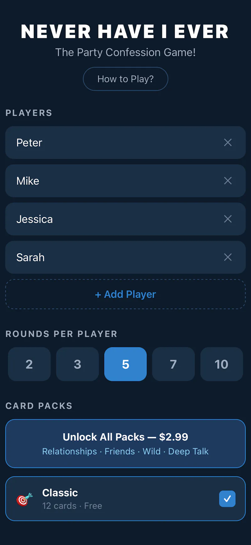 Never Have I Ever: Card Night screenshot 4