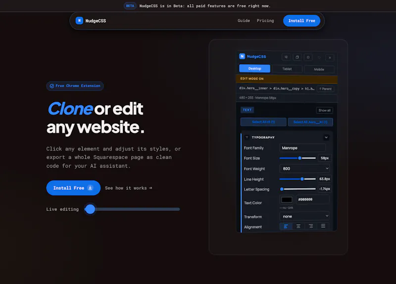 NudgeCSS screenshot 2