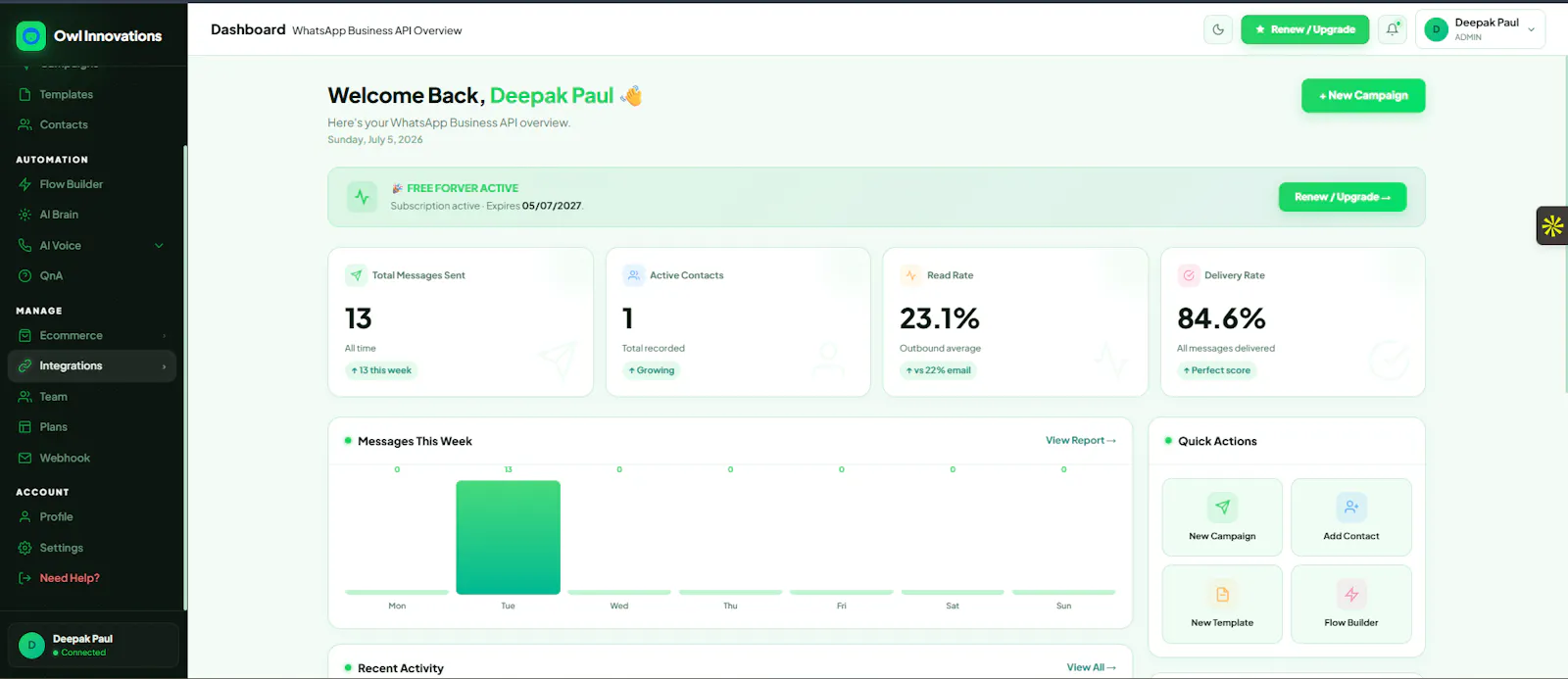 Owl Innovations WhatsApp API screenshot 2