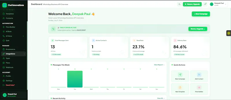 Owl Innovations WhatsApp API screenshot 2