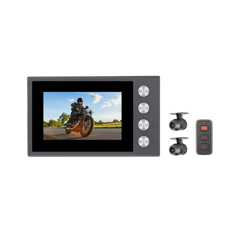Média Mercylion M1502 Dash Cam Motorcycle - Avant et arrière 1080p IP68 Grade étanche GPS inbuild et bsd 1