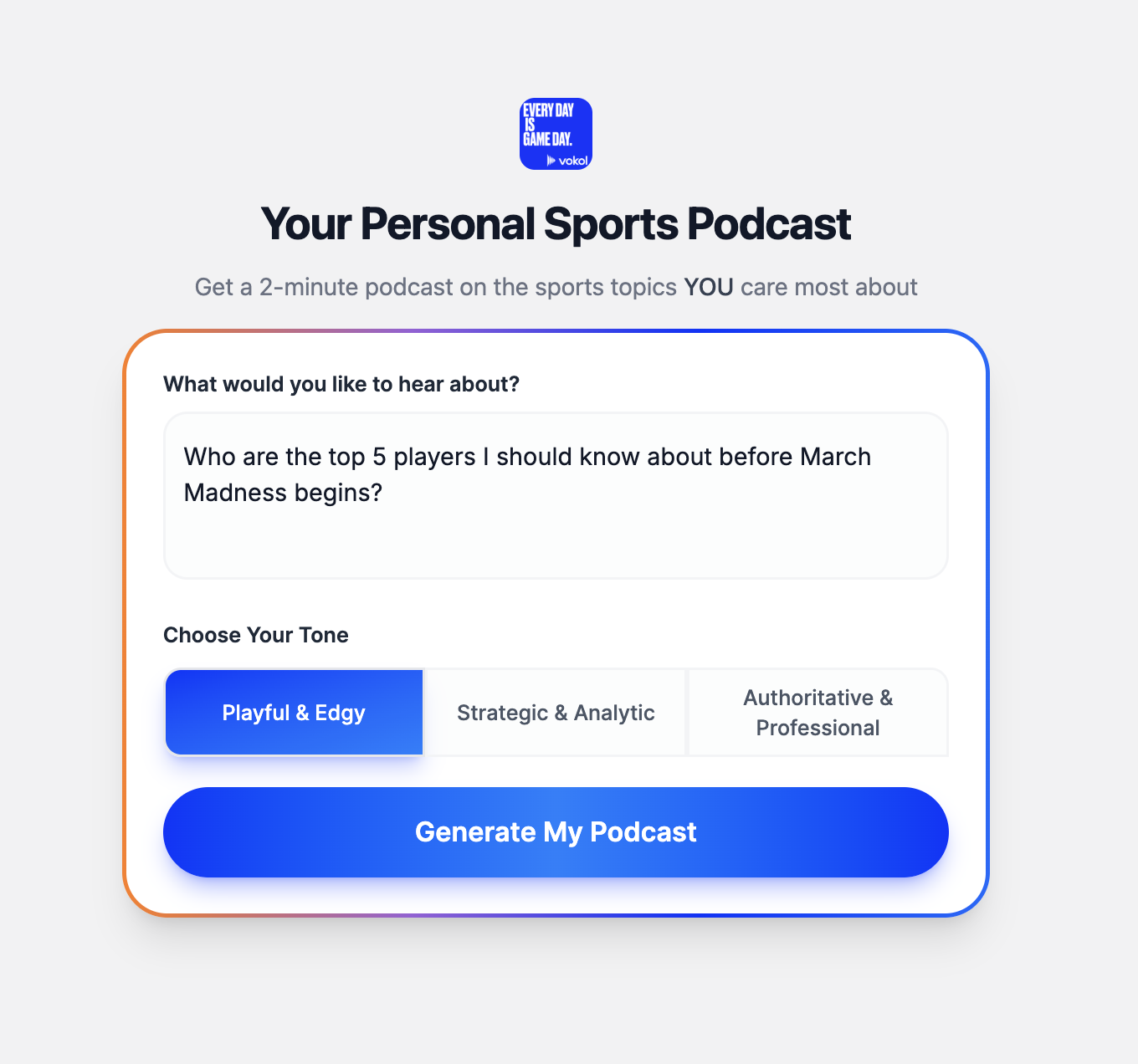 Vokol: Personalized Sports Podcasts gallery image