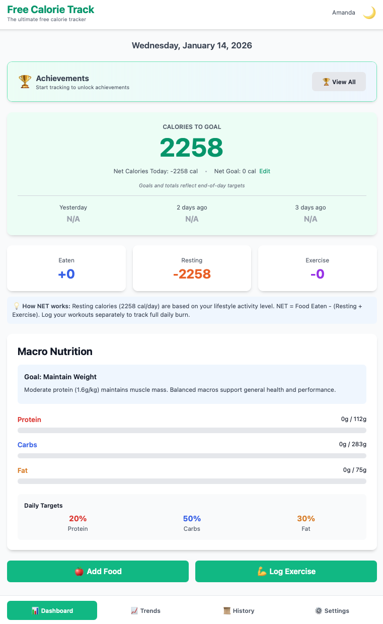 Free Calorie Track - Screenshot 2 showing product features and functionality