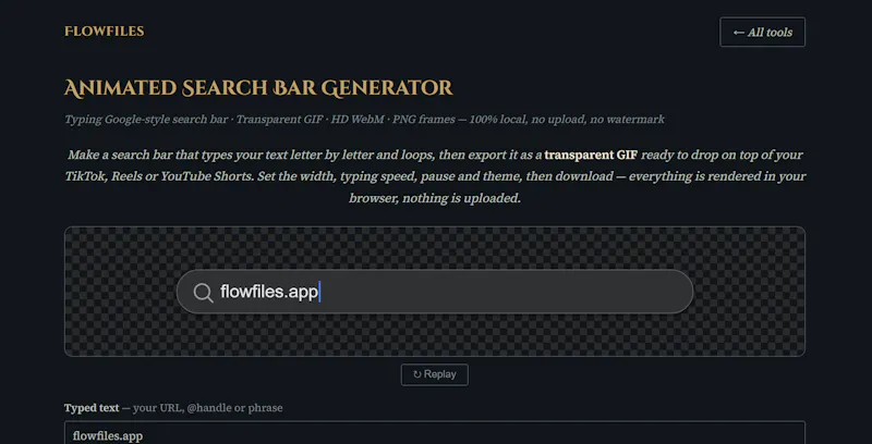 Flowfiles Search Bar screenshot 1