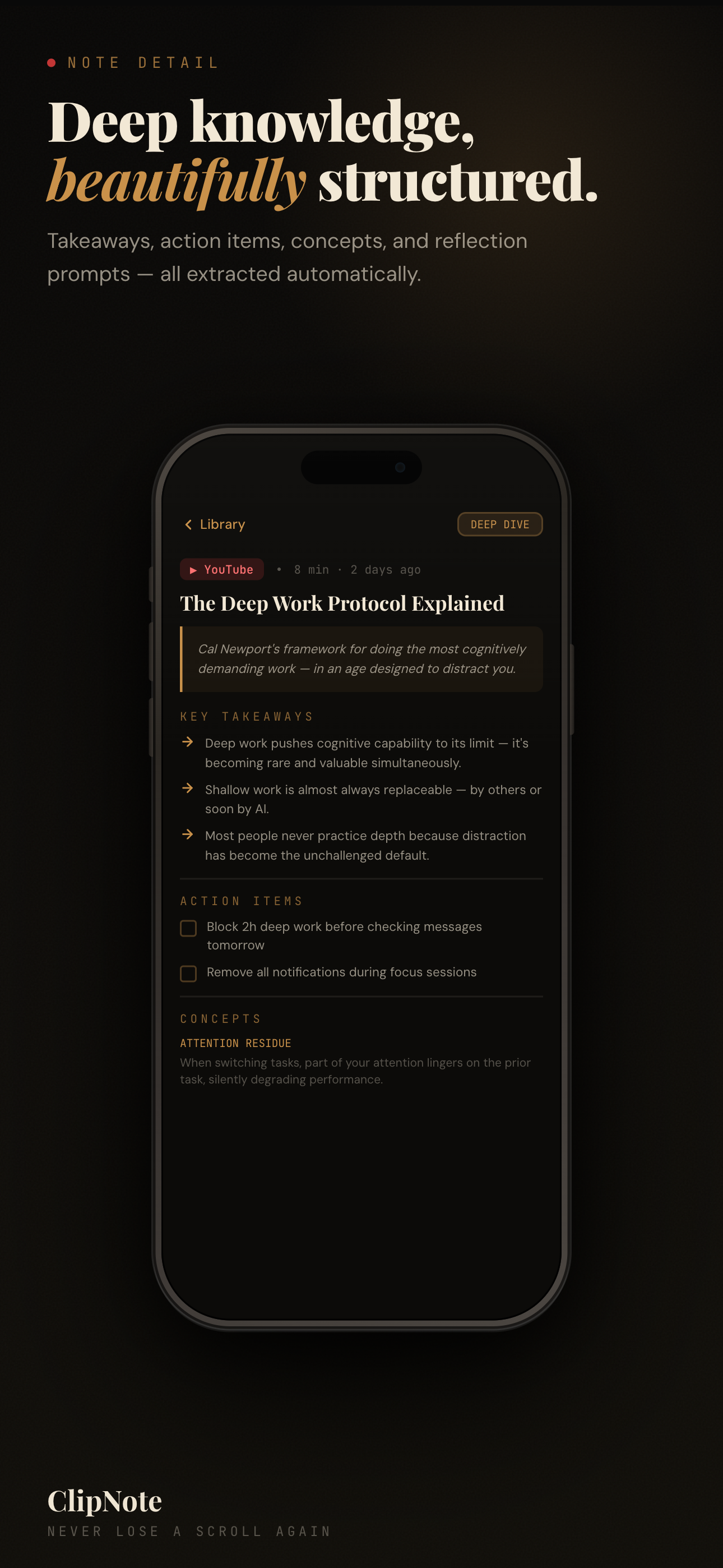 ClipNote — Turn shared videos into notes gallery image
