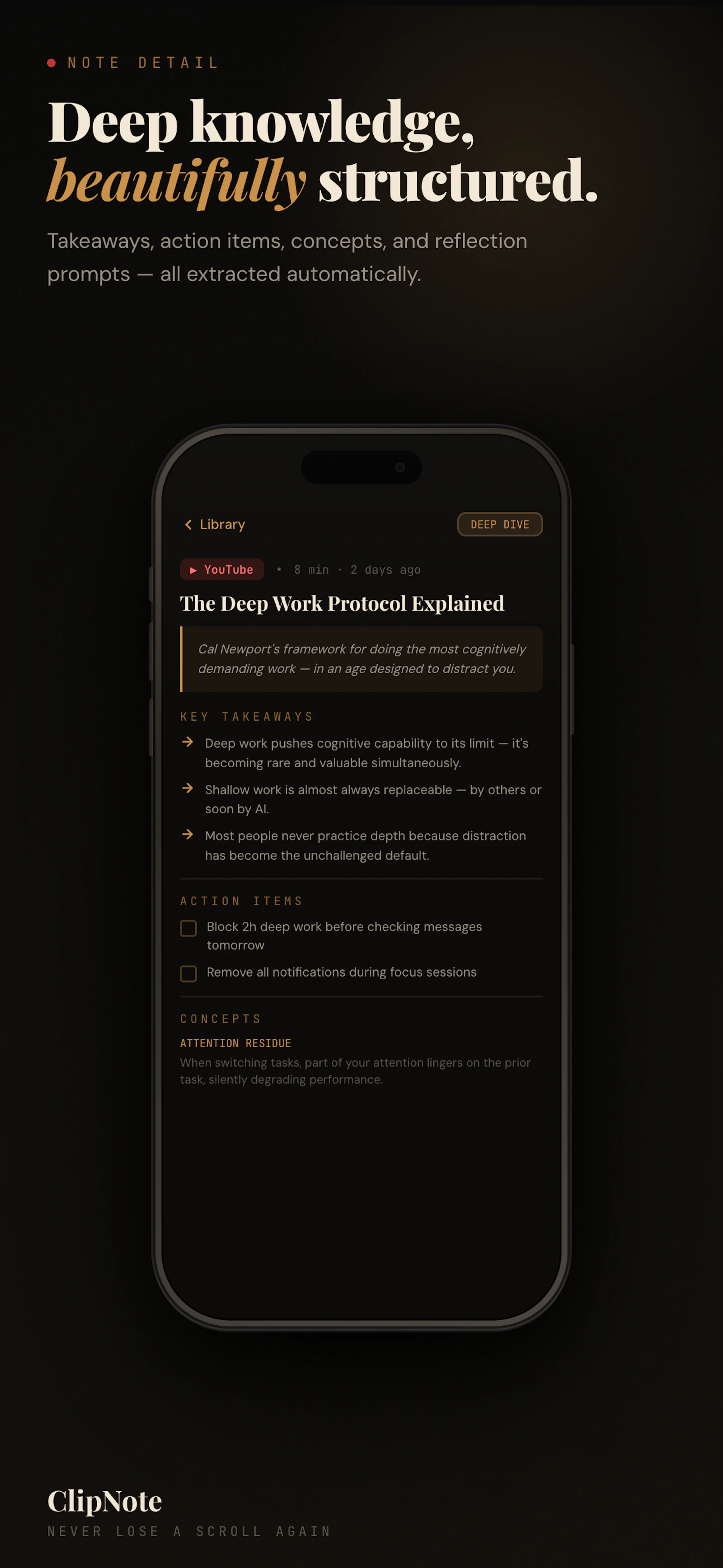 ClipNote — Turn shared videos into notes screenshot 2