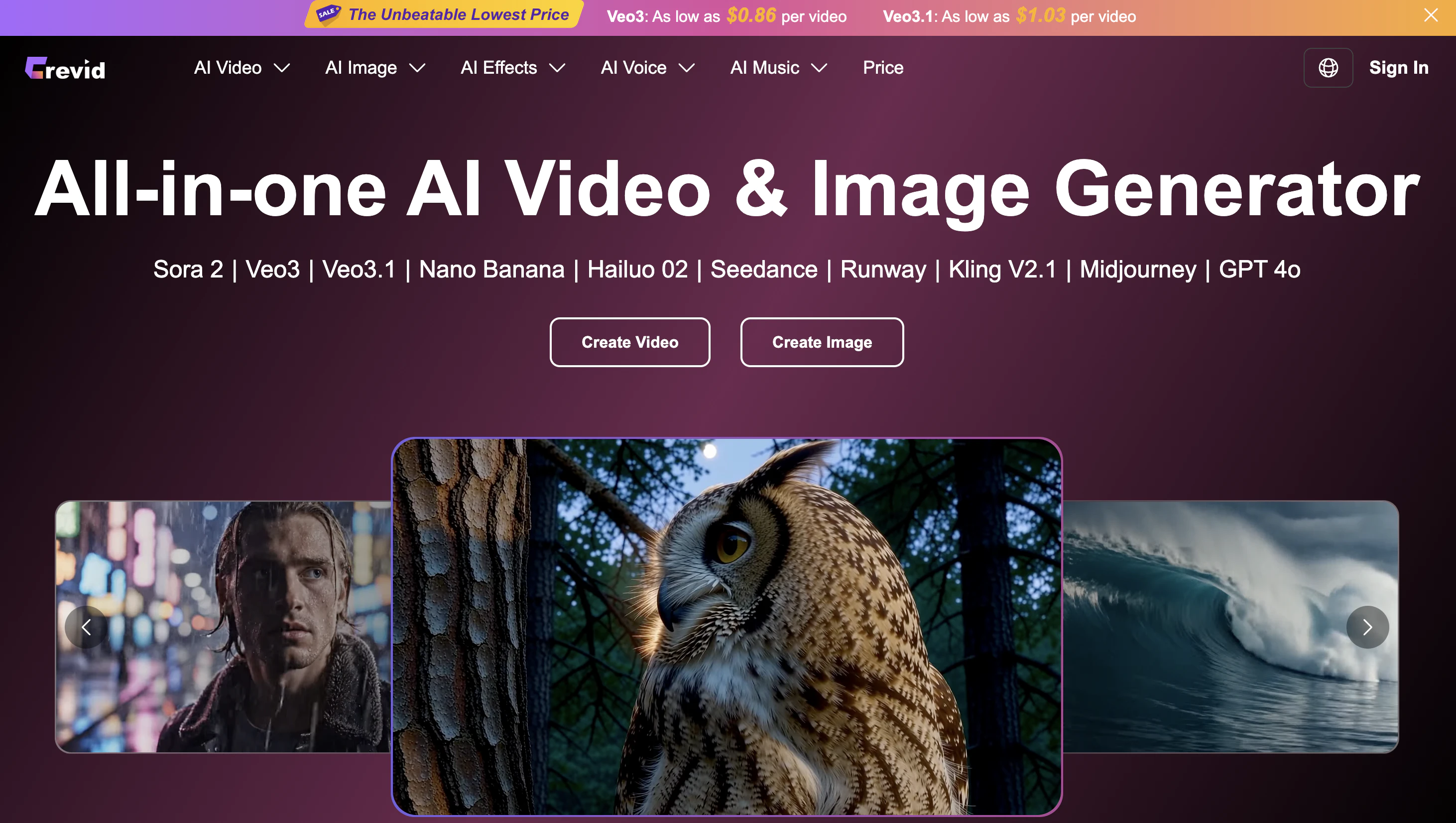 Crevid Ai — screenshot 2 showing tool features and UI