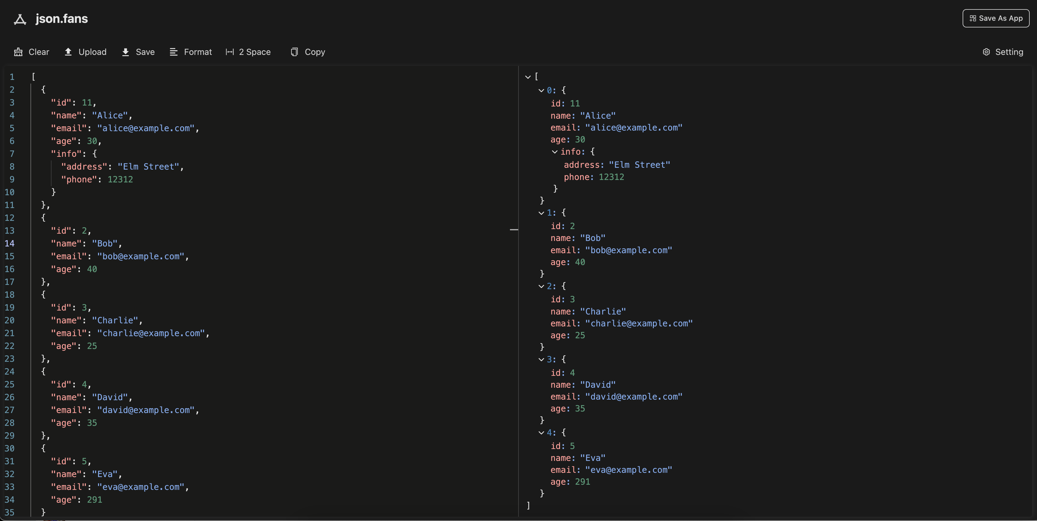 Media Người hâm mộ JSON 3