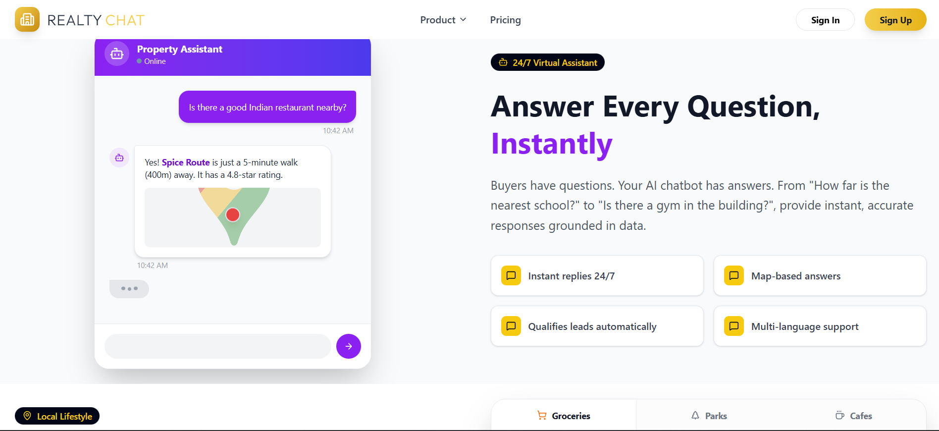 RealtyChat - Main product screenshot demonstrating key features and user interface