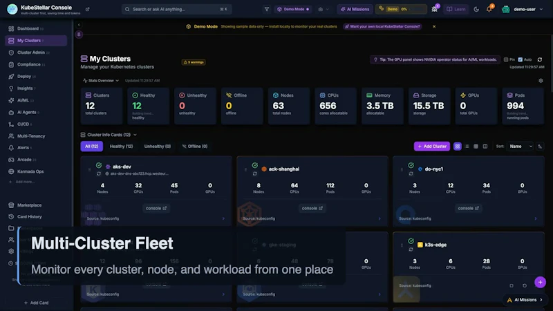 KubeStellar Console screenshot 1 (video preview)
