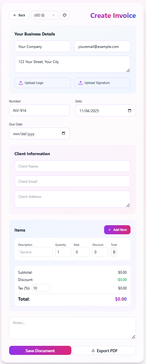 Invoice Generator for Freelancers & SMBs - Screenshot 2 preview