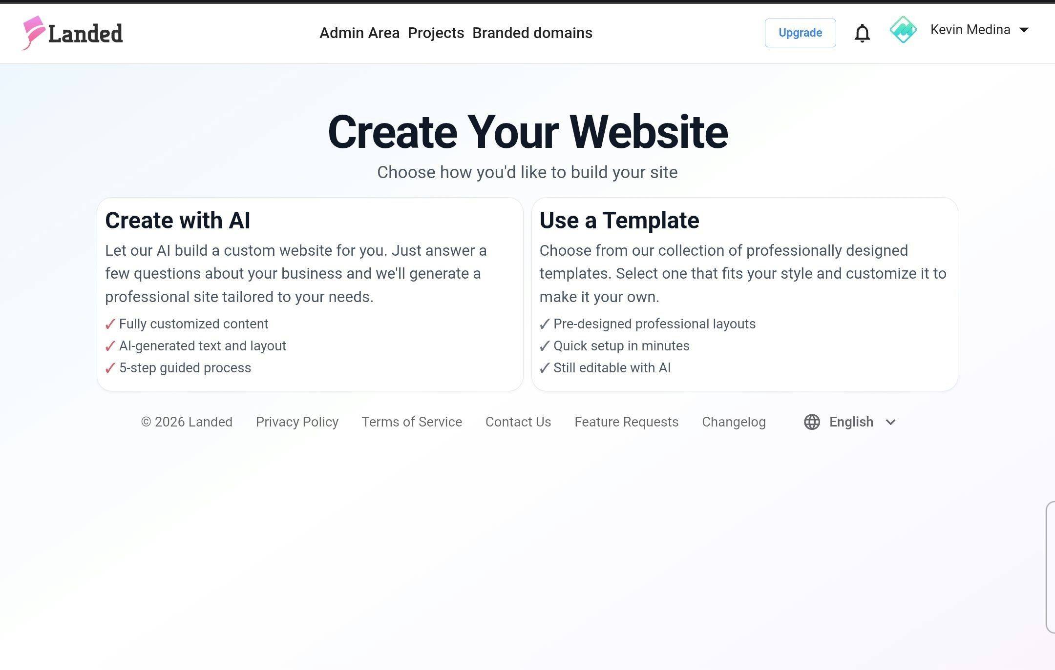 Landed.net AI Site builder with MCP gallery image