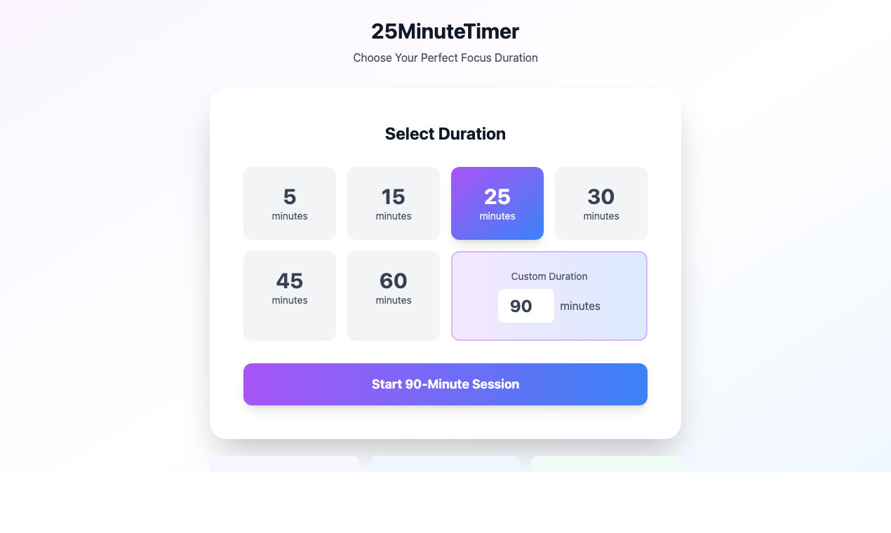 25MinuteTimer - Screenshot 3 showing product features and functionality