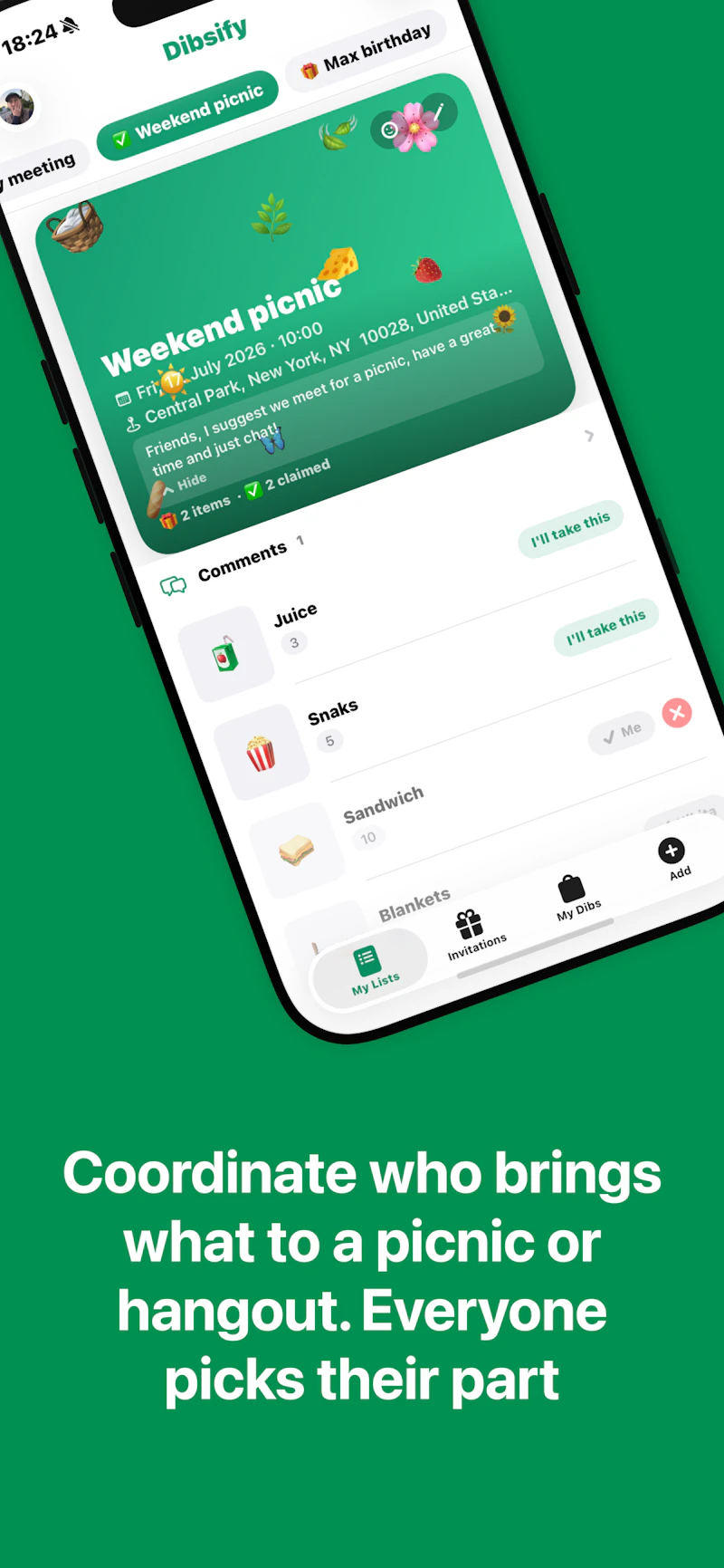 Dibsify: Wishlist, RSVP, Event screenshot 3