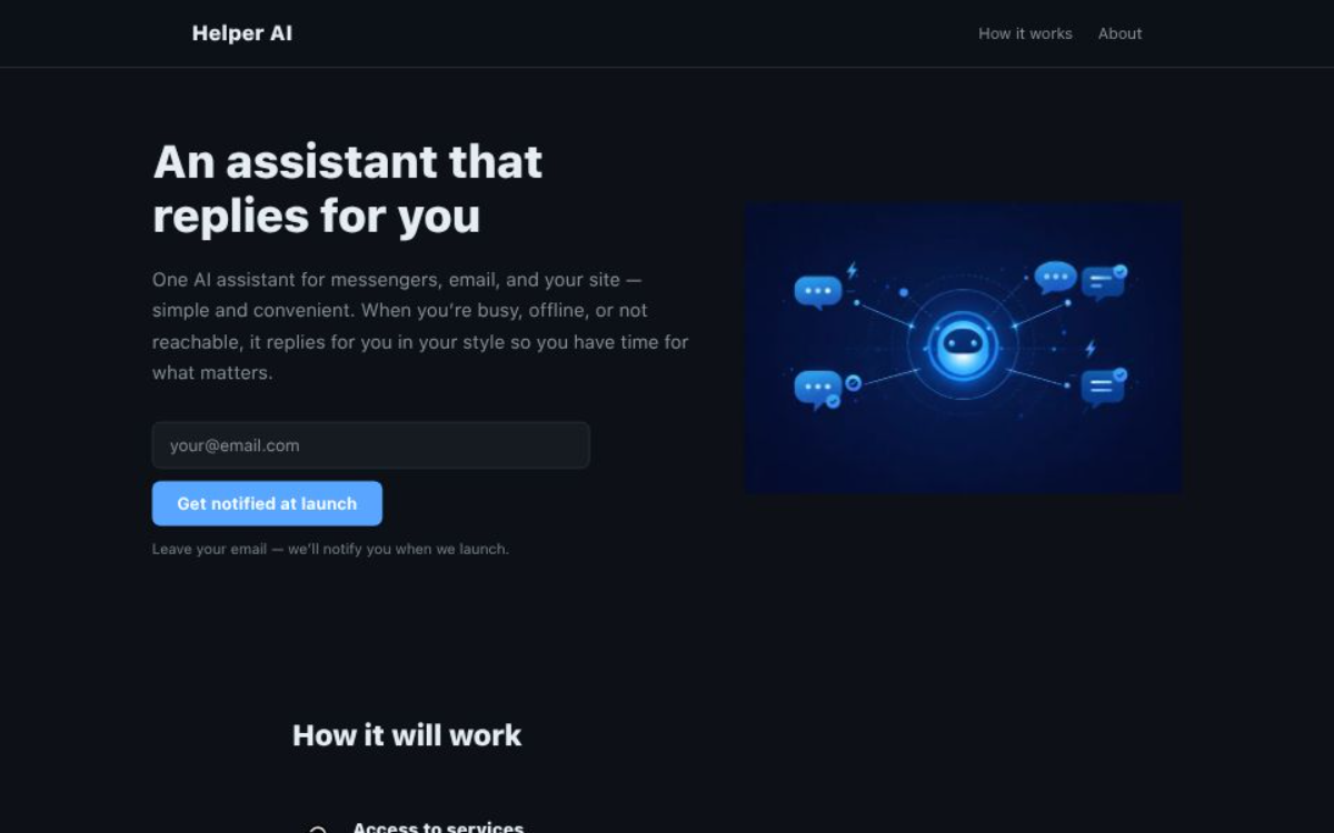 Helper AI — Smart auto-responder - Main product screenshot demonstrating key features and user interface