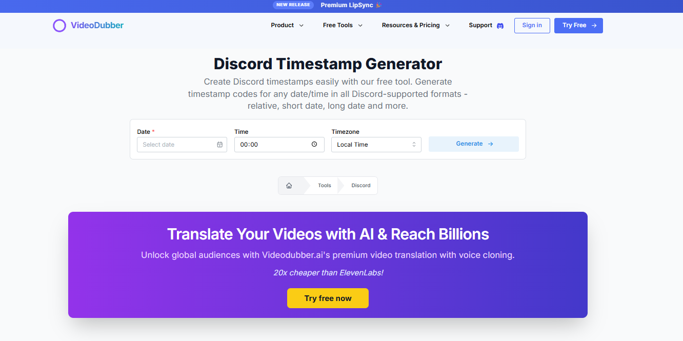 Discord Timestamp Generator gallery image