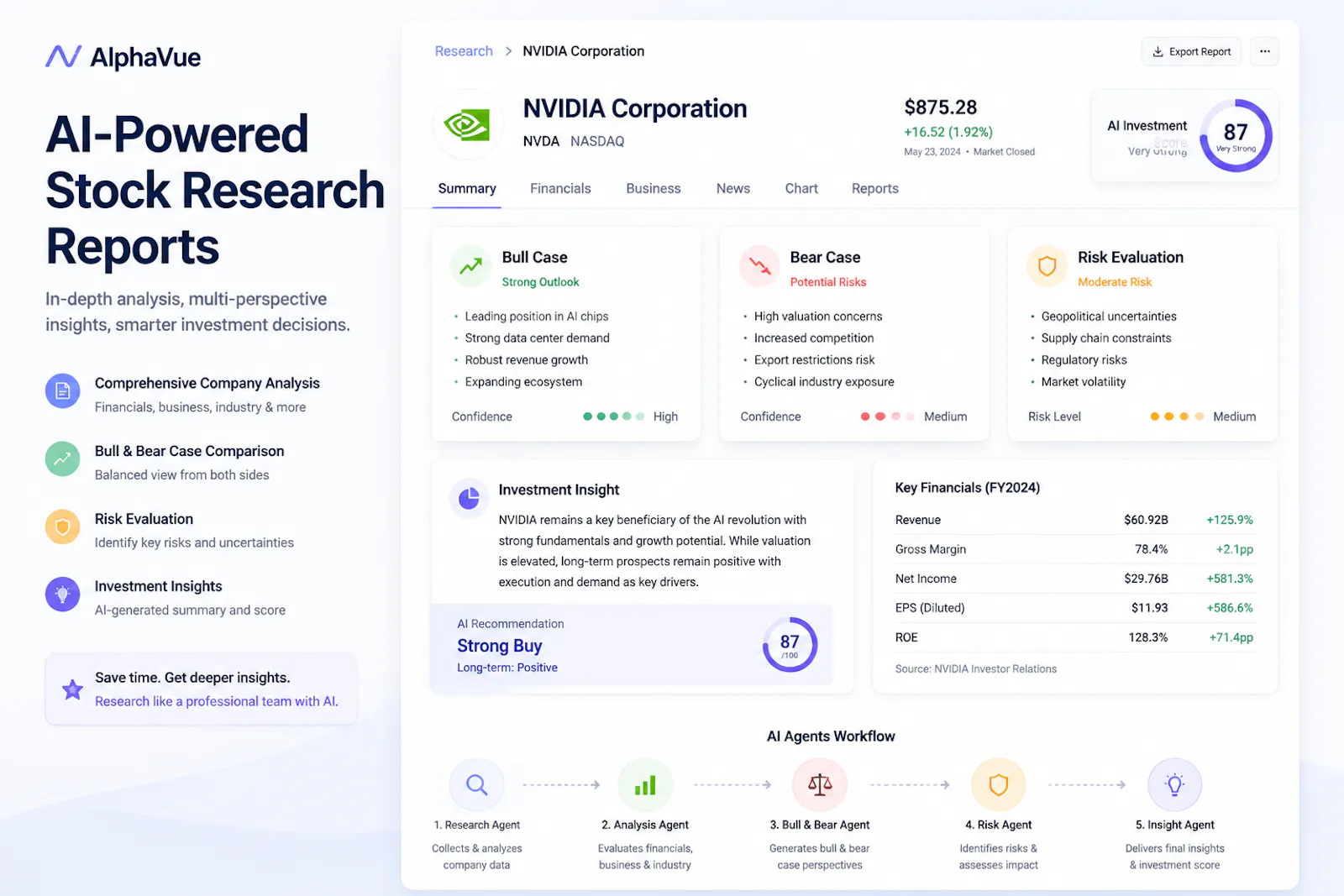 AlphaVue AI Stock Research Agent screenshot 2