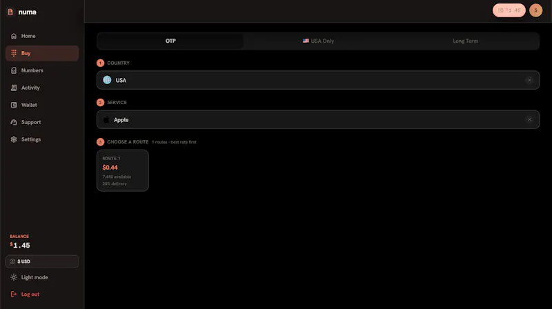 numasims — Virtual Phone Numbers  screenshot 3