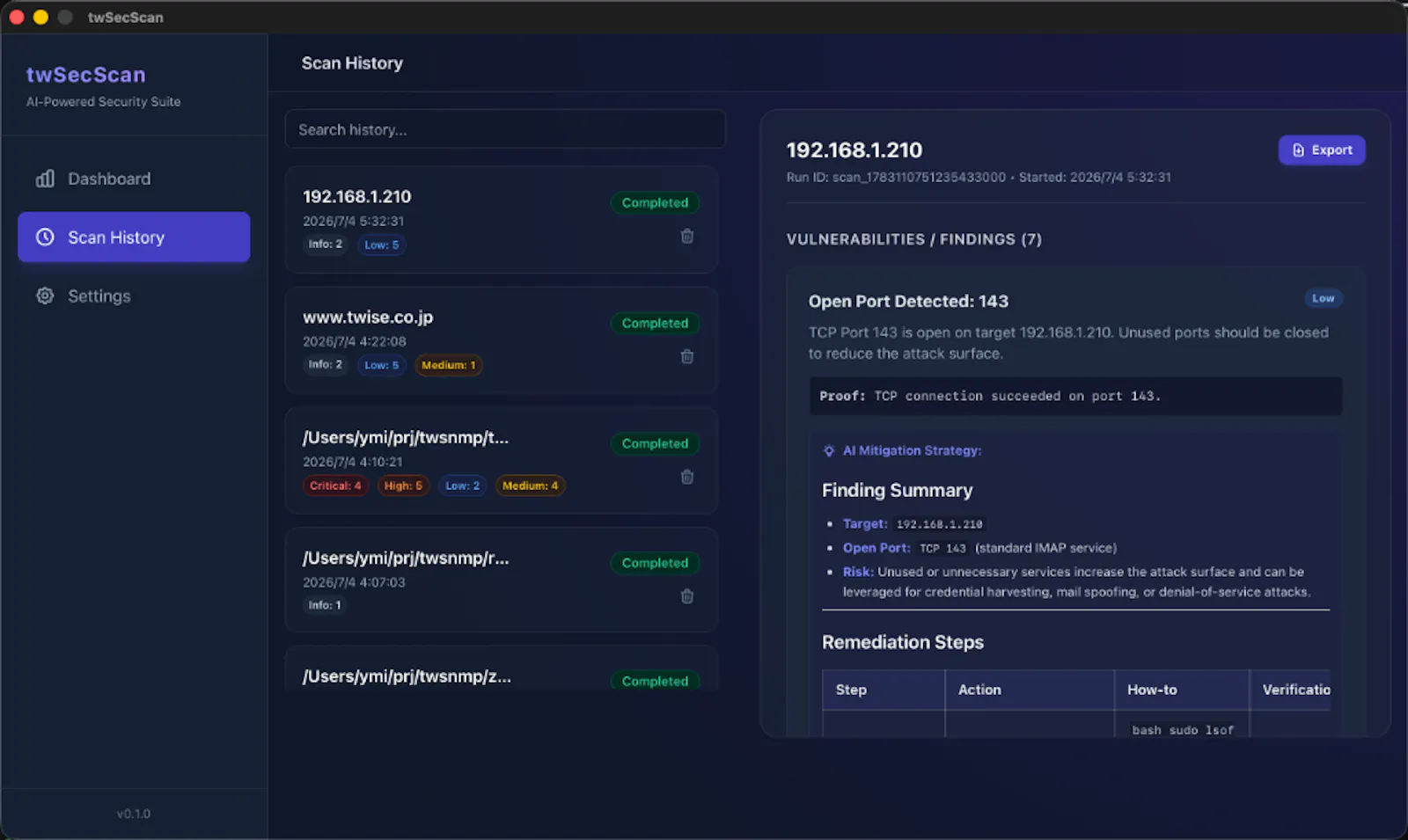twSecScan screenshot 3