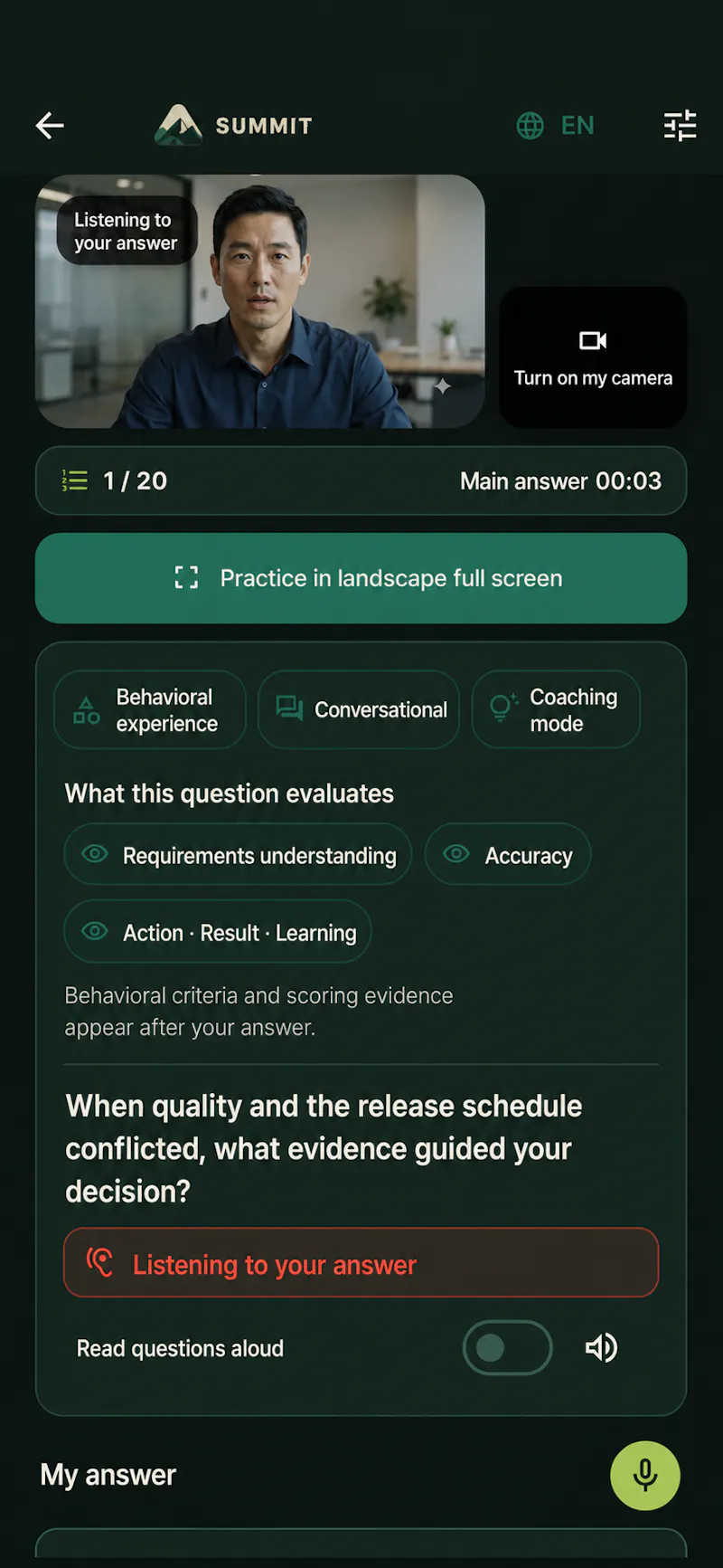 SUMMIT: Interview Practice screenshot 1