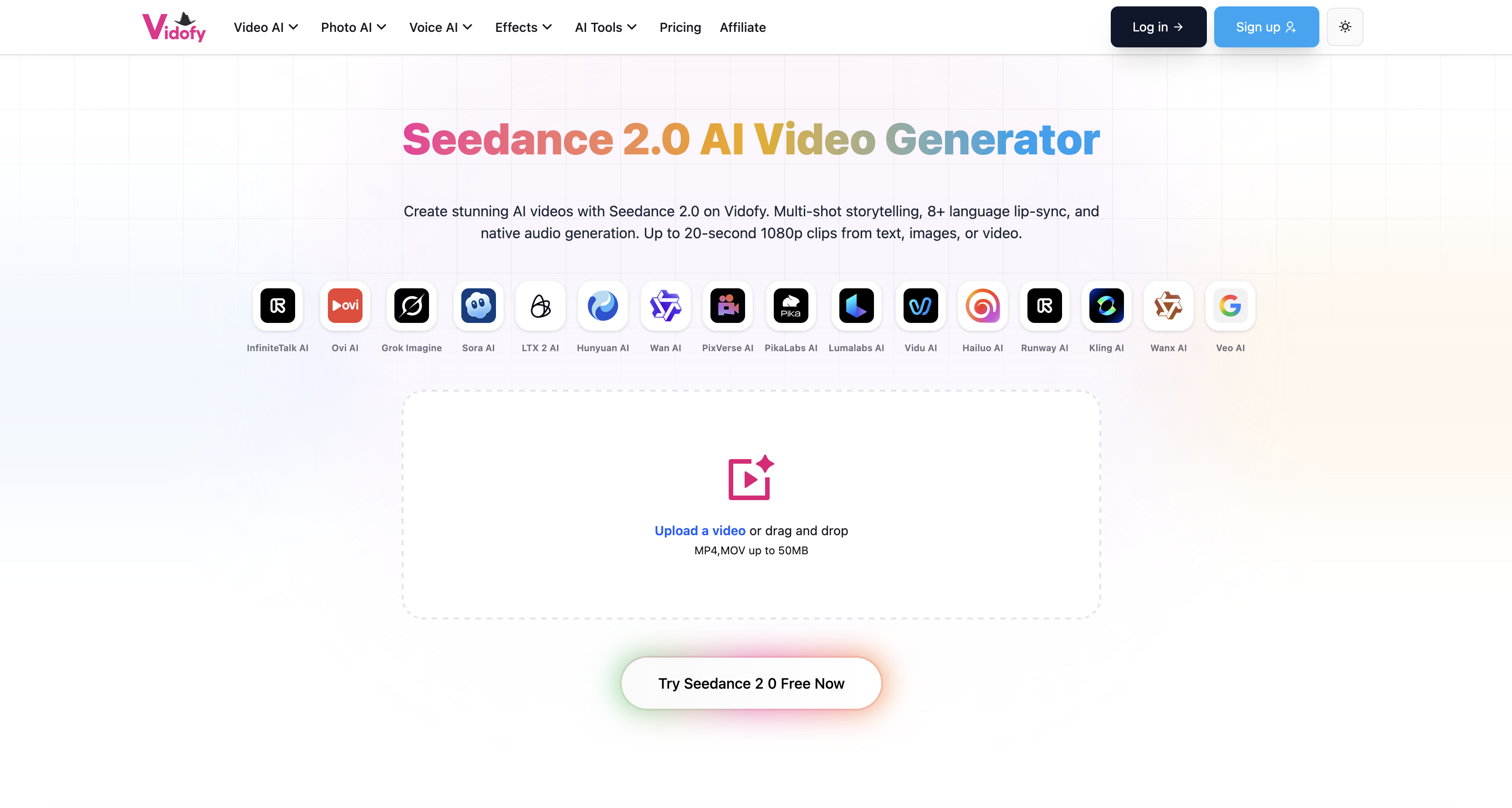 Seedance 2.0 Cinematic AI Video - Main product screenshot demonstrating key features and user interface