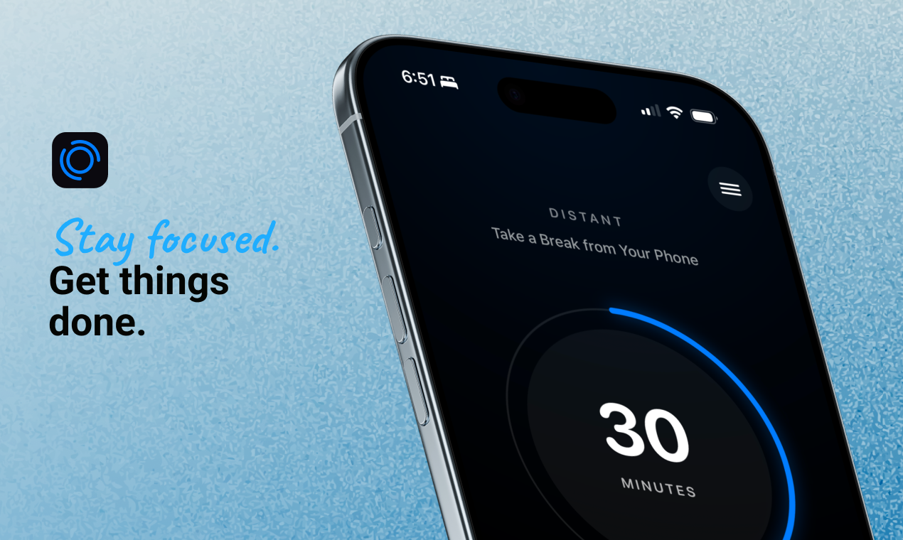 Distant: Focus Timer - Main product screenshot demonstrating key features and user interface