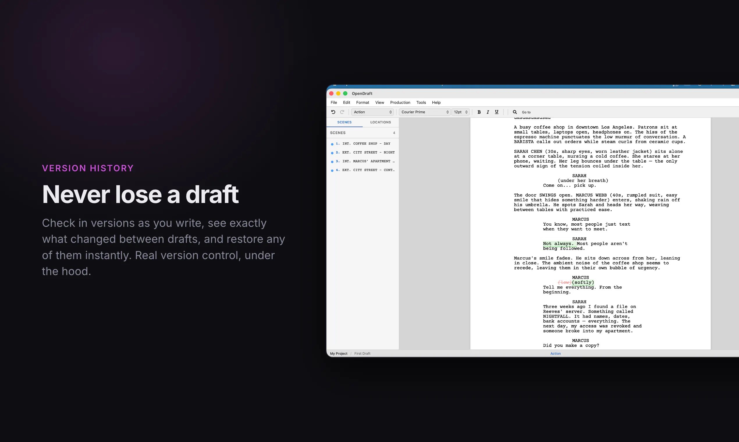 OpenDraft — Free Screenwriting Software gallery image