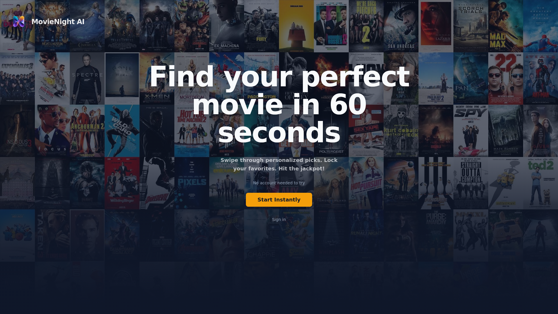 Movienight AI - Main screenshot showing features and interface