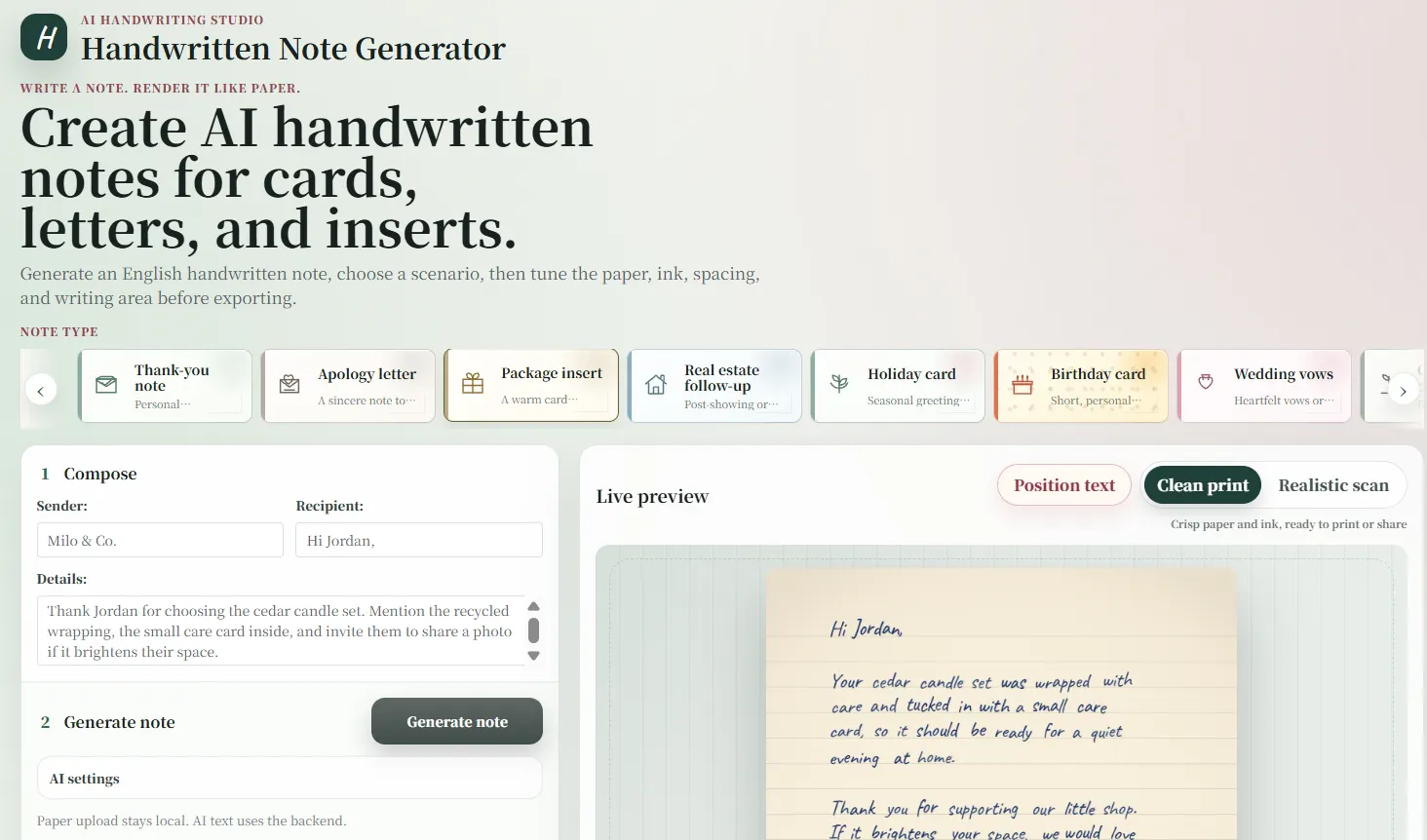 Handwritten Note Generator gallery image