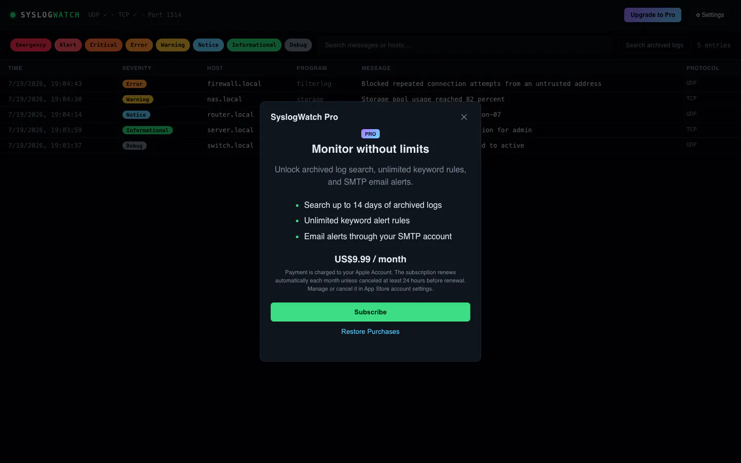 SyslogWatch gallery image