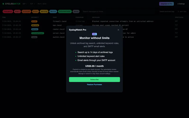 SyslogWatch screenshot 2