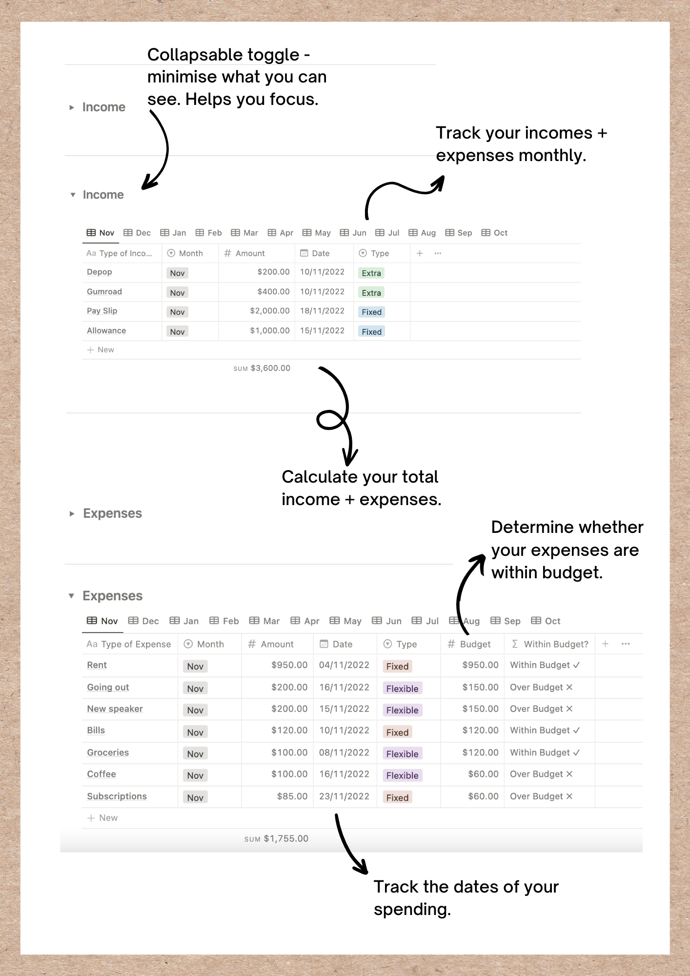 Rastreador de finanzas personales inspirado a Muji - Una forma mínima, elegante y fácil de administrar sus finanzas. media 4