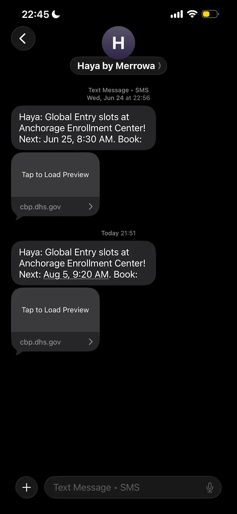 Haya — Global Entry appointment alerts screenshot 5